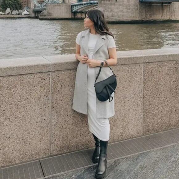 See by Chloe City Wool Vest Sleeveless Button Front Oversized Drizzle Grey 2 - Picture 3 of 14